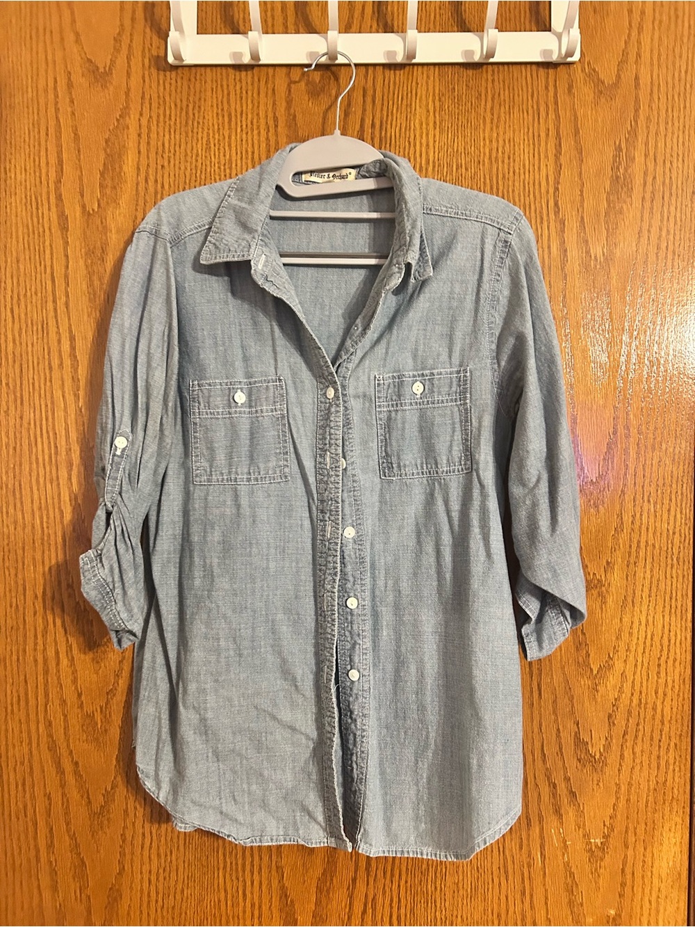 Light Blue Chambray Button-Down Shirt - Women